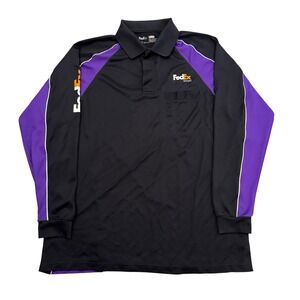 Stan Herman FedEx Ground Long Sleeve Polo Shirt Black Purple White Mens XL